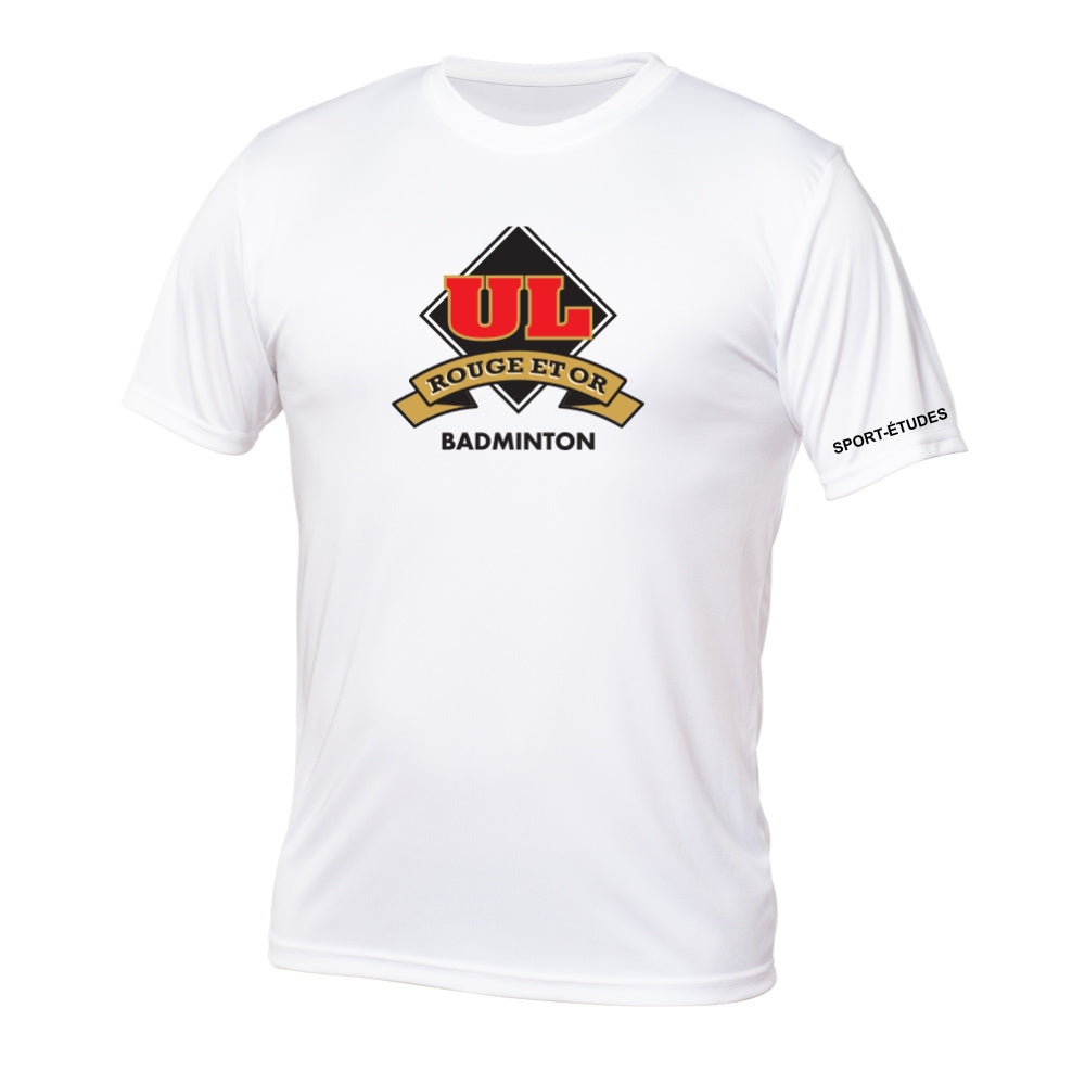 Rouge et Or Badminton - Chandail technique à manches courtes - Homme - Blanc