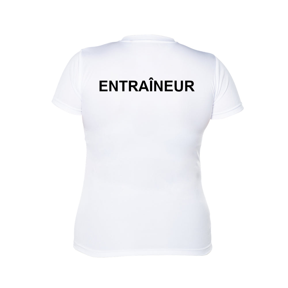 Rouge et Or Badminton - Chandail technique à manches courtes - Entraîneur - Féminin - Blanc