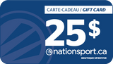Certificat cadeau de 25$ + 5$ en prime - Nation Sport