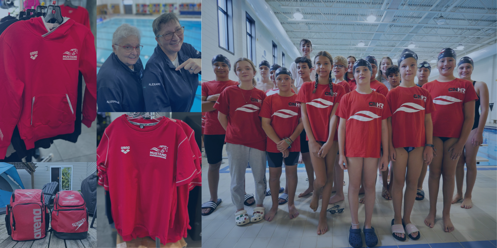 Vêtements personnalisés avec logo de club sportif, accessoire sac à dos personnalisé avec logo de club de natation, membres de clubs sportifs portant leurs vêtements personnalisés à leur club de nage