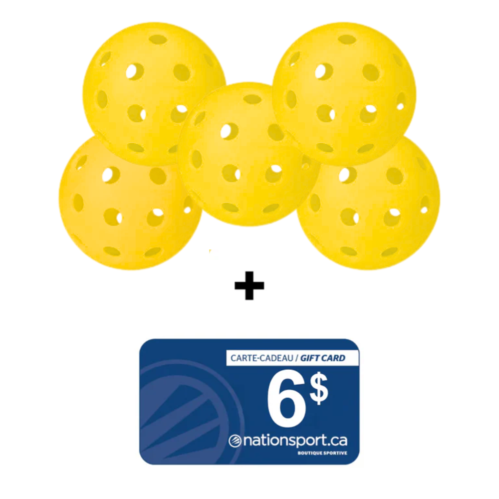 Lot de 5 balles de pickleball - EXTÉRIEUR + Certificat cadeau gratuit