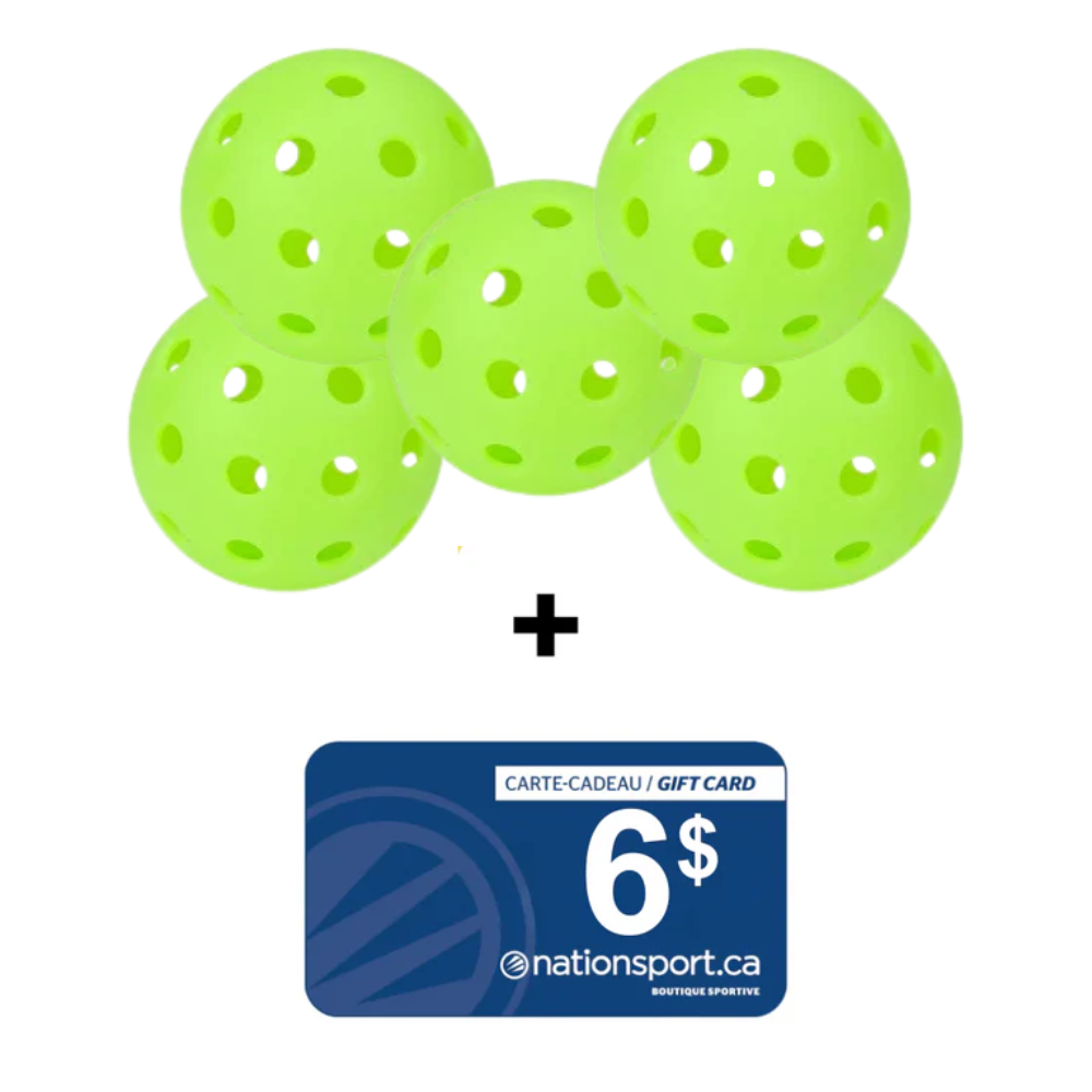 Lot de 5 balles de pickleball - EXTÉRIEUR + Certificat cadeau gratuit