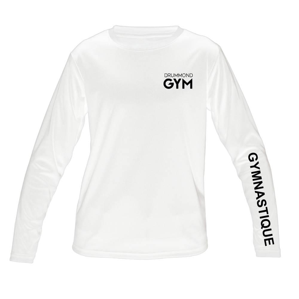 Drummond Gym - Chandail technique, à manches longues - GYMNASTIQUE - Juvénile - Blanc