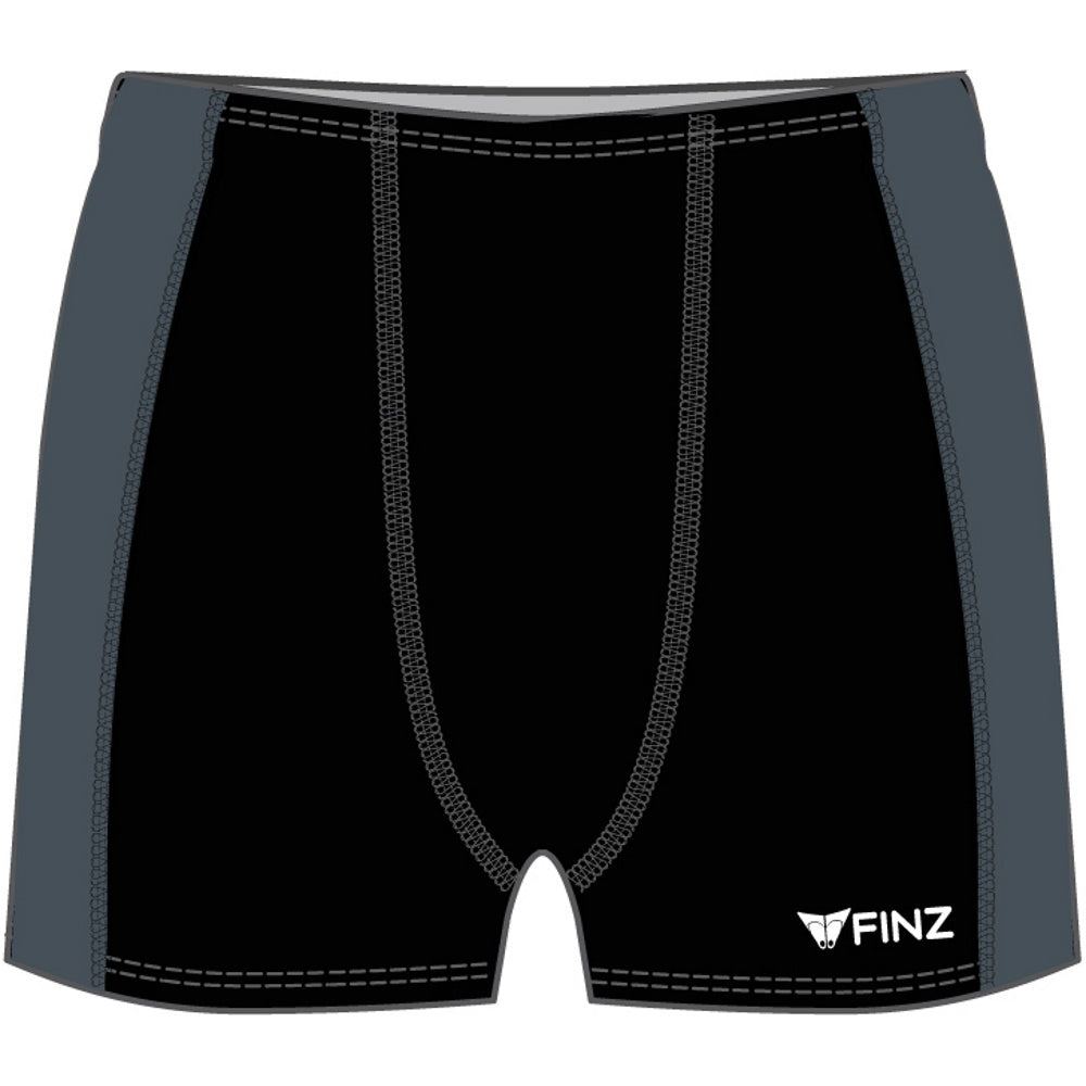 FINZ  Square Leg Splice Panel - 2-Tone Boy's Swimwear - Black / Charcoal (NC)