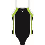 FINZ - SportBack - Multi-tone One-Piece Swimwear for Girls - Black - Lime - White (BLW)