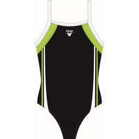 FINZ - SportBack - Multi-tone One-Piece Swimwear for Girls - Black - Lime - White (BLW)