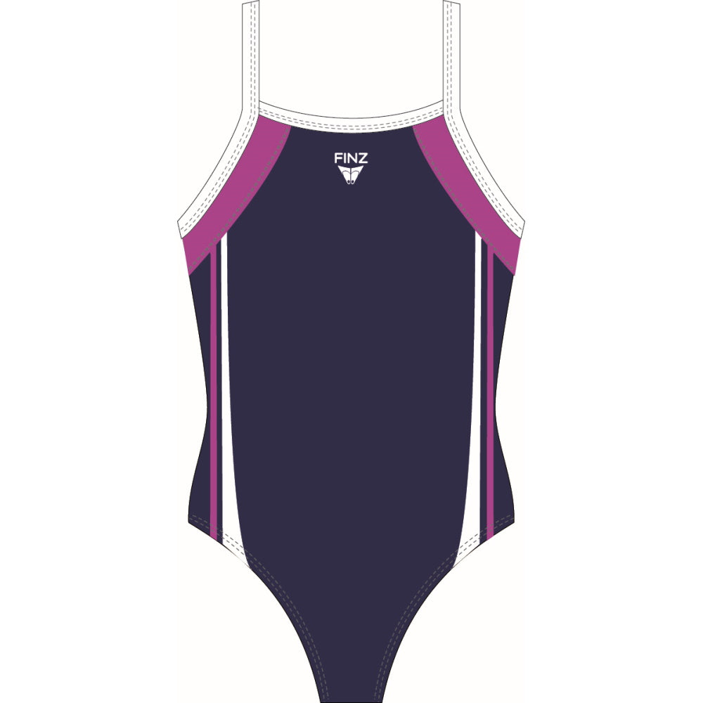 FINZ - SportBack - Multi-tone One-Piece Swimwear for Girls - Navy-Purple-White (MMB)