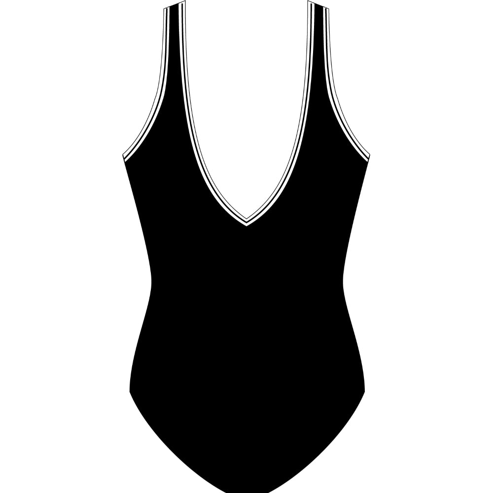 FINZ - V-Neck+V-Back - Maillot aquaforme pour dames - Noir/Blanc (BW)