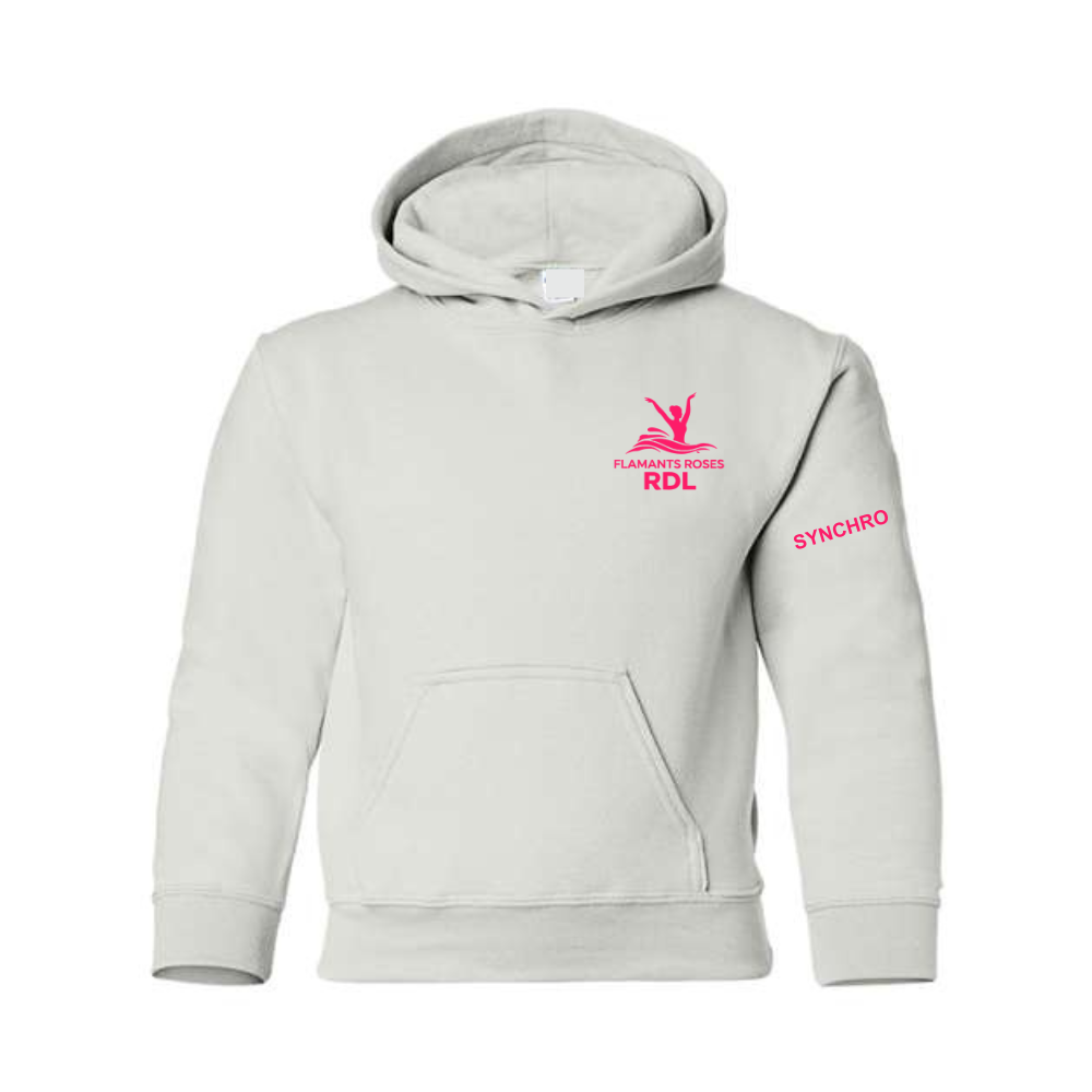 Flamants Roses - Chandail molleton à capuchon (Kangourou/Hoodie) - Juvénile - Athlète - Blanc