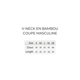 Short sleeve sweater in v -collar -collar bamboo - Men's cut - Black