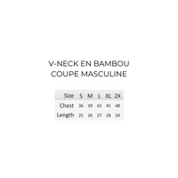 Short sleeve sweater in v -collar -collar bamboo - Men's cut - Black