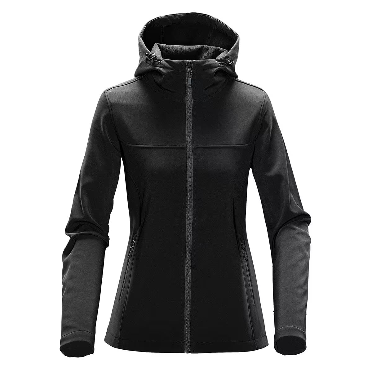 Hooded Softshell Jacket - Women - Black and Gray
