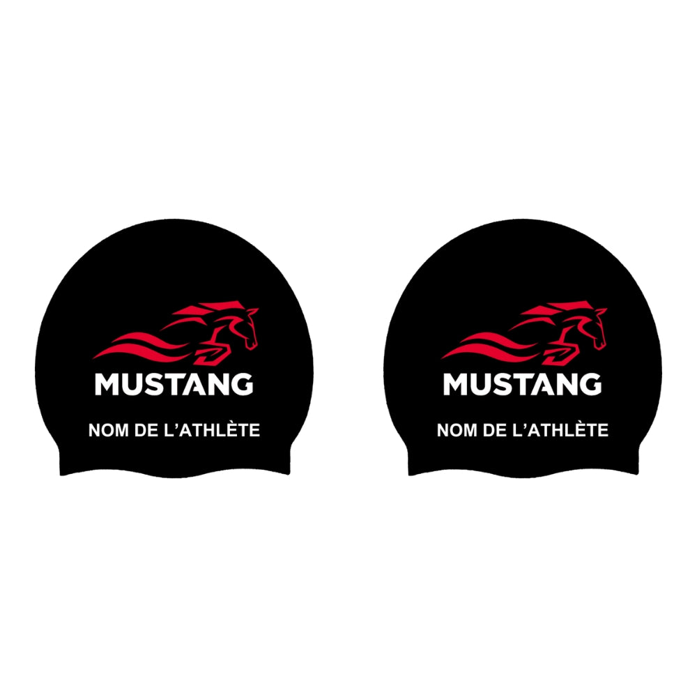 Mustang - Silicone Bathing Caps for Long Hair - CUSTOMIZED - Black