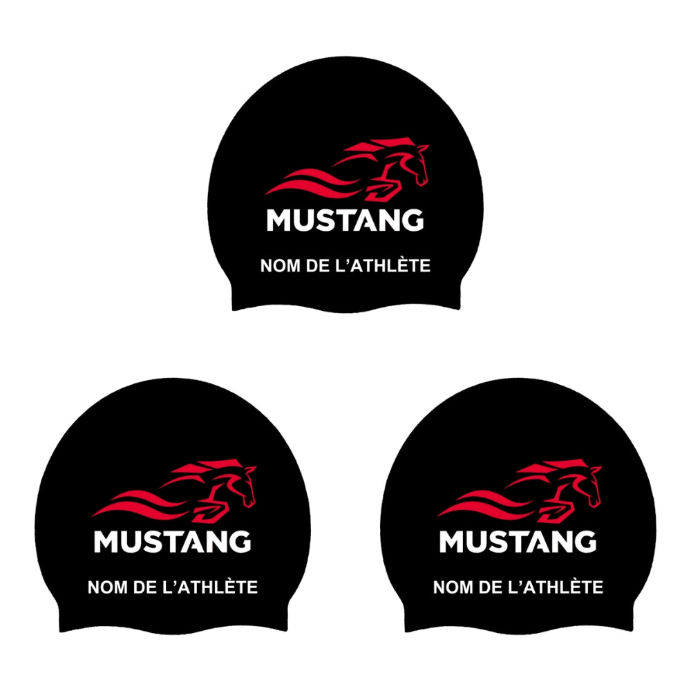 Mustang - Casques de bain en silicone pour cheveux longs - PERSONNALISÉS - Noir