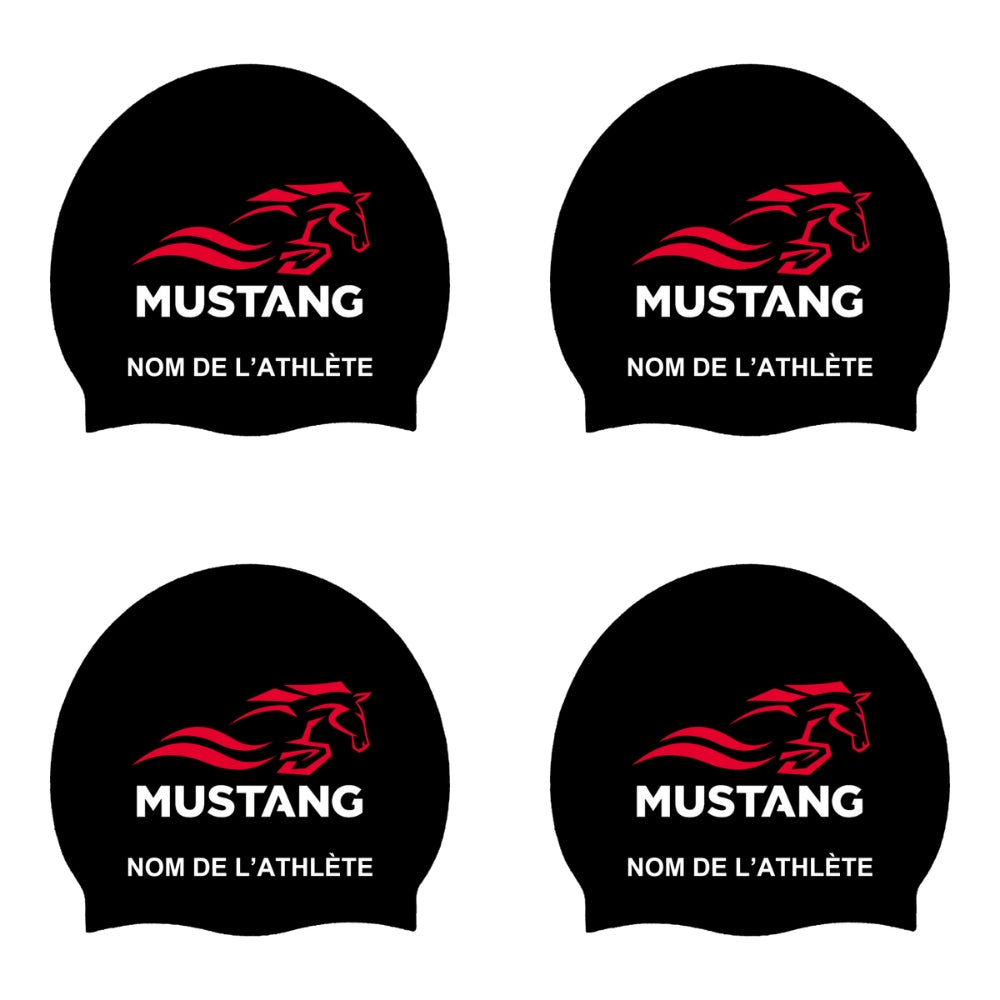 Mustang - Silicone Bathing Caps for Long Hair - CUSTOMIZED - Black