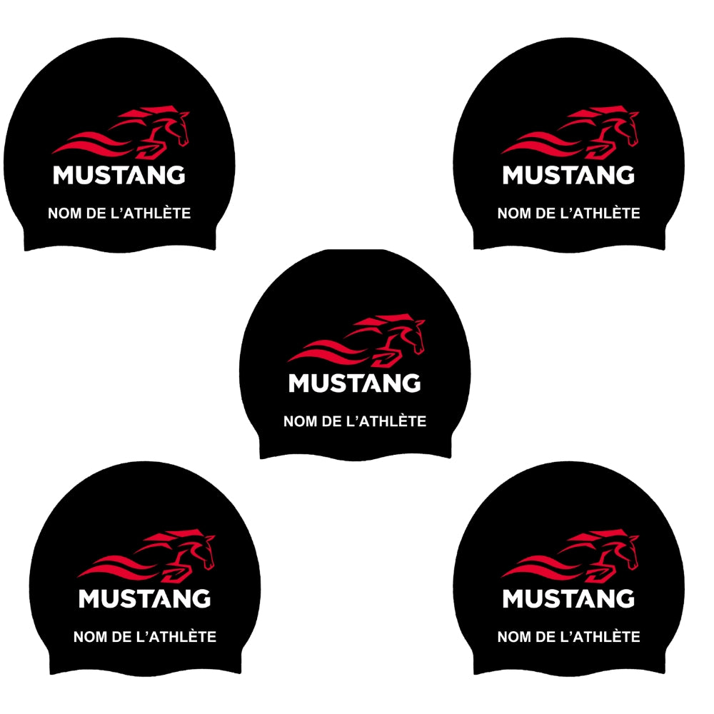 Mustang - Silicone Bathing Caps for Long Hair - CUSTOMIZED - Black