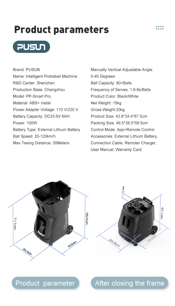 PICKLEBALL MACHINE - PP-Smart Pro - Lance-balle