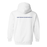 Pickleball Saint-Bruno - Chandail molleton à capuchon (Kangourou/Hoodie) - Adulte - Blanc