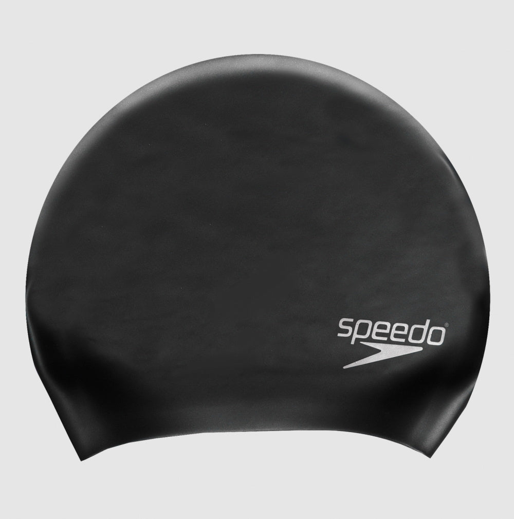 Speedo Long Hair Silicone Cap center-mount swim cap designed for swimmers with long or thick hair.