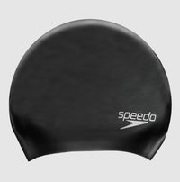 Bonnet de natation en silicone Speedo Long Hair pour nageurs aux cheveux longs et volumineux.