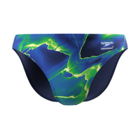 Men's Speedo Male Lightning Brief training and competitive swim brief featuring a graphic pattern.