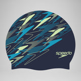 Bonnet de natation imprimé en silicone Speedo pour l'entraînement de natation adulte.