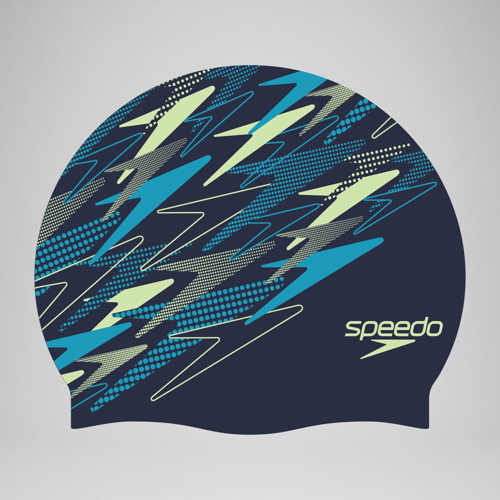 Bonnet de natation imprimé en silicone Speedo pour l'entraînement de natation adulte.
