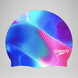 Bonnet de natation imprimé en silicone Speedo pour l'entraînement de natation adulte.