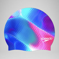 Bonnet de natation imprimé en silicone Speedo pour l'entraînement de natation adulte.