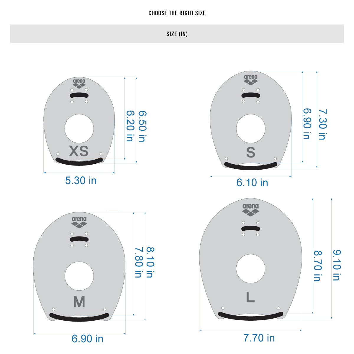 Arena - Hand Paddle Elite II - Palettes de natation pour les mains - Noir