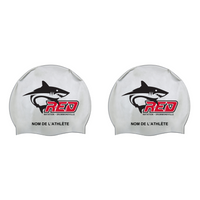 RED - Custom Silicone Swim Caps - Silver