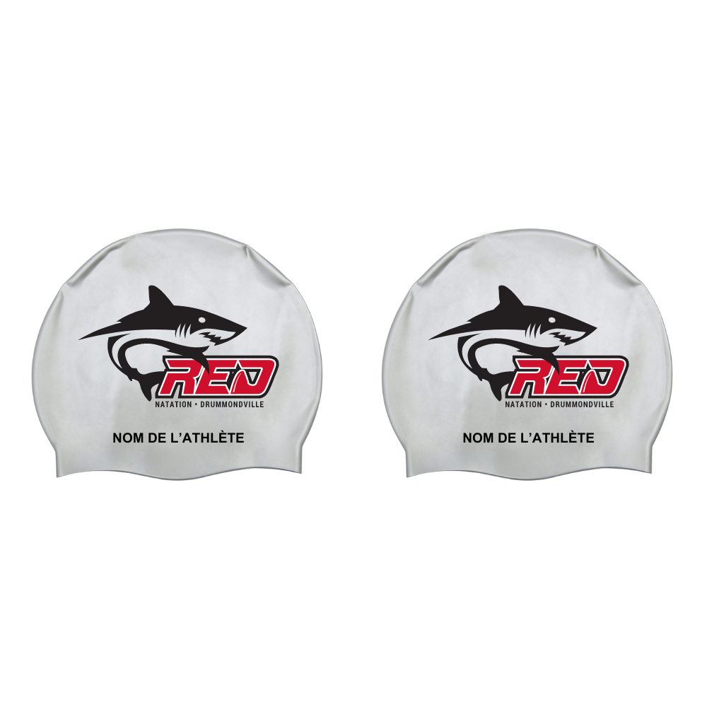 RED - Custom Silicone Swim Caps - Silver