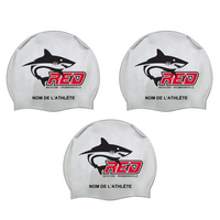 RED - Custom Silicone Swim Caps - Silver