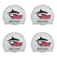 RED - Custom Silicone Swim Caps - Silver