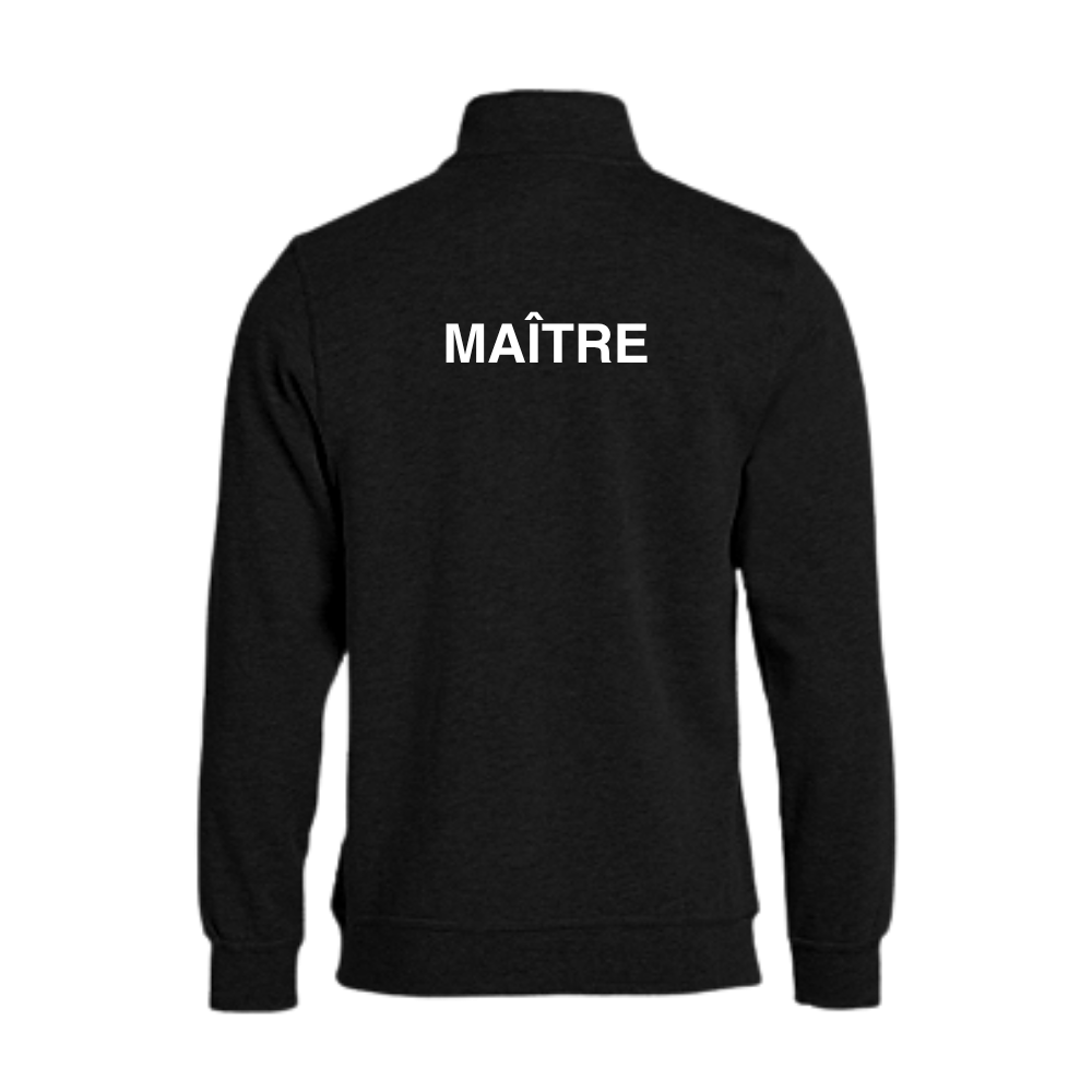 CNSI - Coton ouaté à Demi-Zip Unisexe - MAÎTRE - Noir