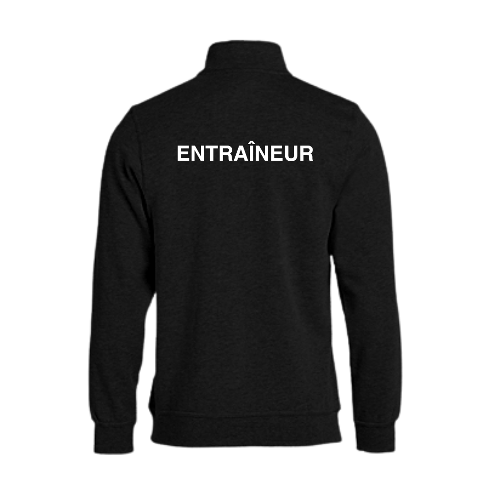 CNSI - Coton ouaté à Demi-Zip Unisexe - ENTRAÎNEUR - Noir
