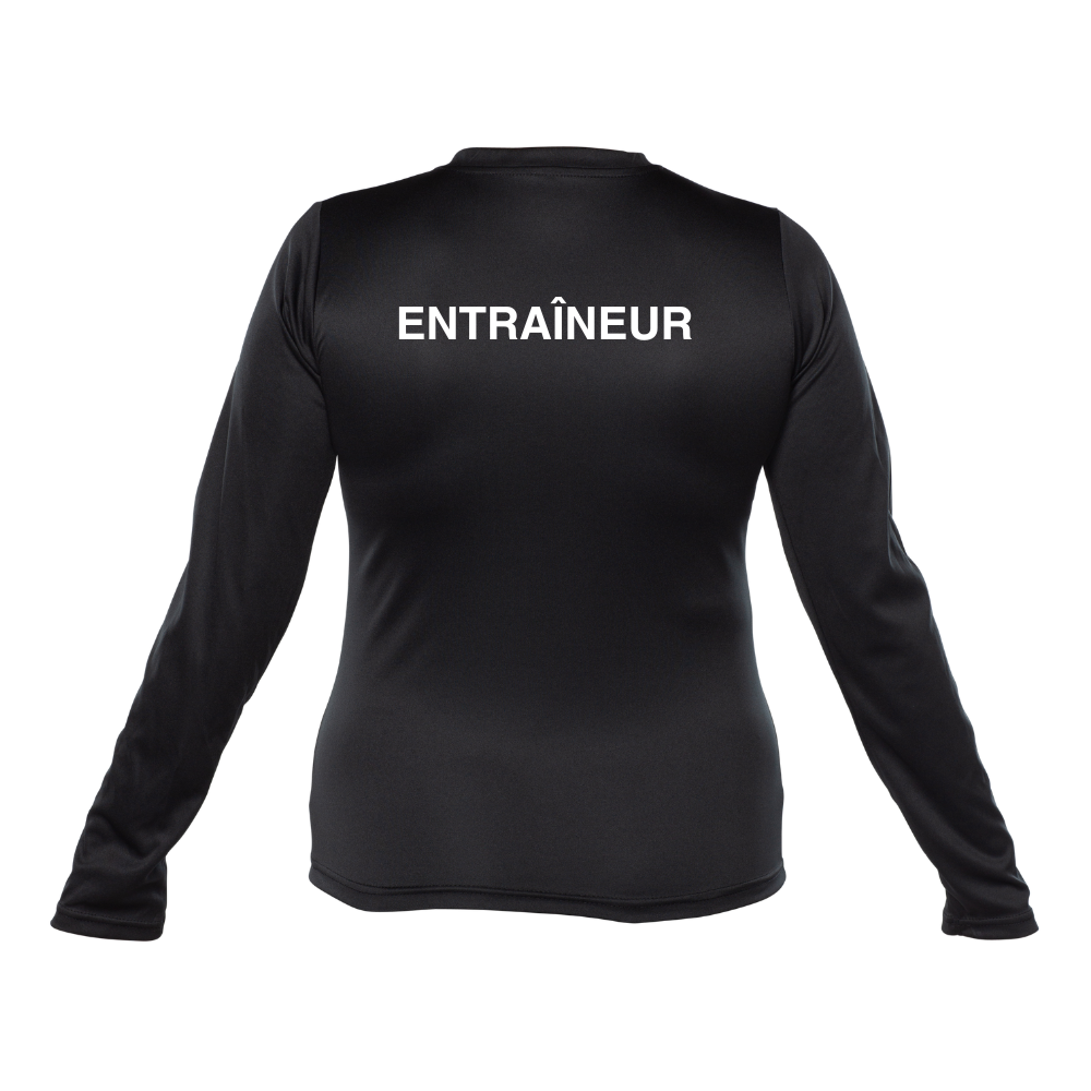 CNSI - Chandail technique, à manches longues - Féminin - ENTRAÎNEUR - Noir