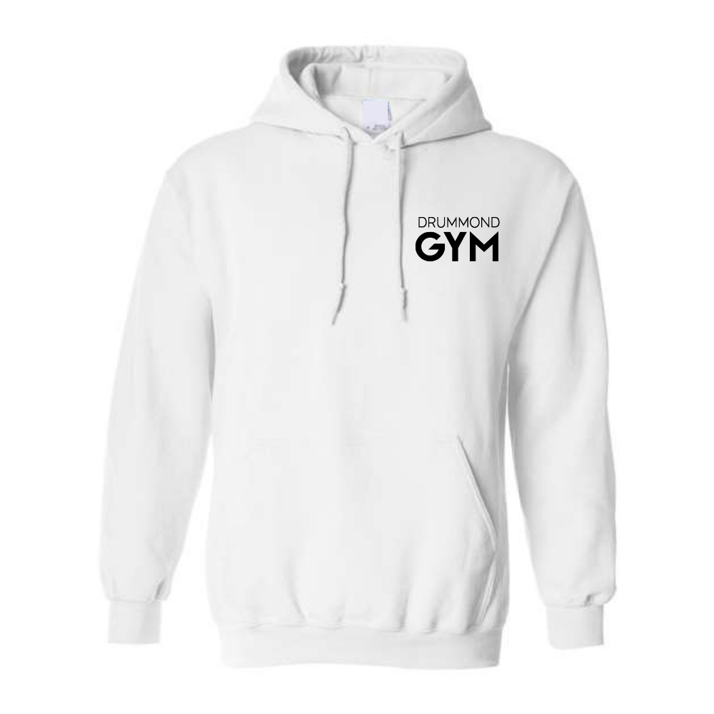 Drummond Gym - Chandail molleton à capuchon (Kangourou/Hoodie) - Adulte - Blanc