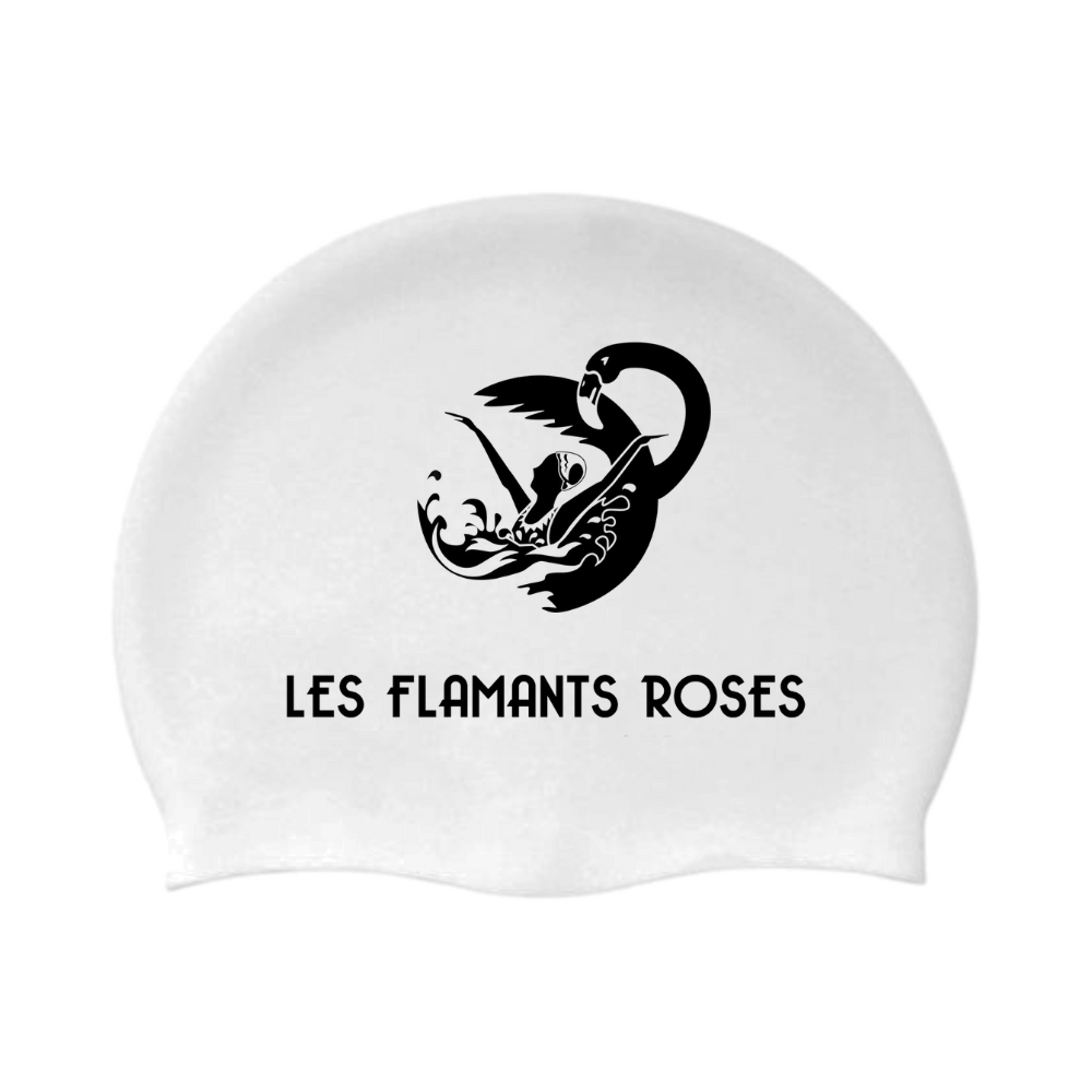 Flamants Roses - Casque de bain en silicone - Blanc