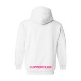 Flamants Roses - Chandail molleton à capuchon (Kangourou/Hoodie) - Adulte - Supporteur - Blanc