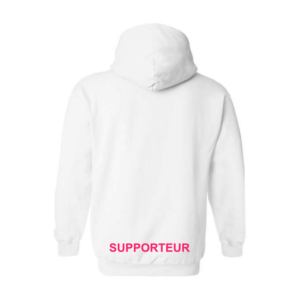Flamants Roses - Chandail molleton à capuchon (Kangourou/Hoodie) - Adulte - Supporteur - Blanc
