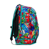 Technical swim backpack featuring padded shoulder straps and specialized storage sections for pool equipment.
