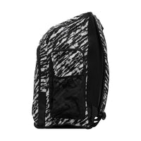 Durable swim backpack featuring padded shoulder straps and multiple storage compartments for pool equipment.