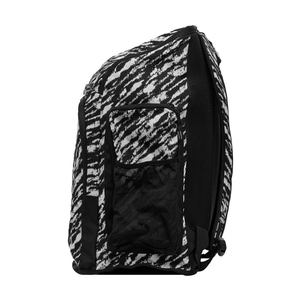 Durable swim backpack featuring padded shoulder straps and multiple storage compartments for pool equipment.