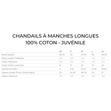 CNSH - Chandail à manches longues en coton - Juvénile - Blanc