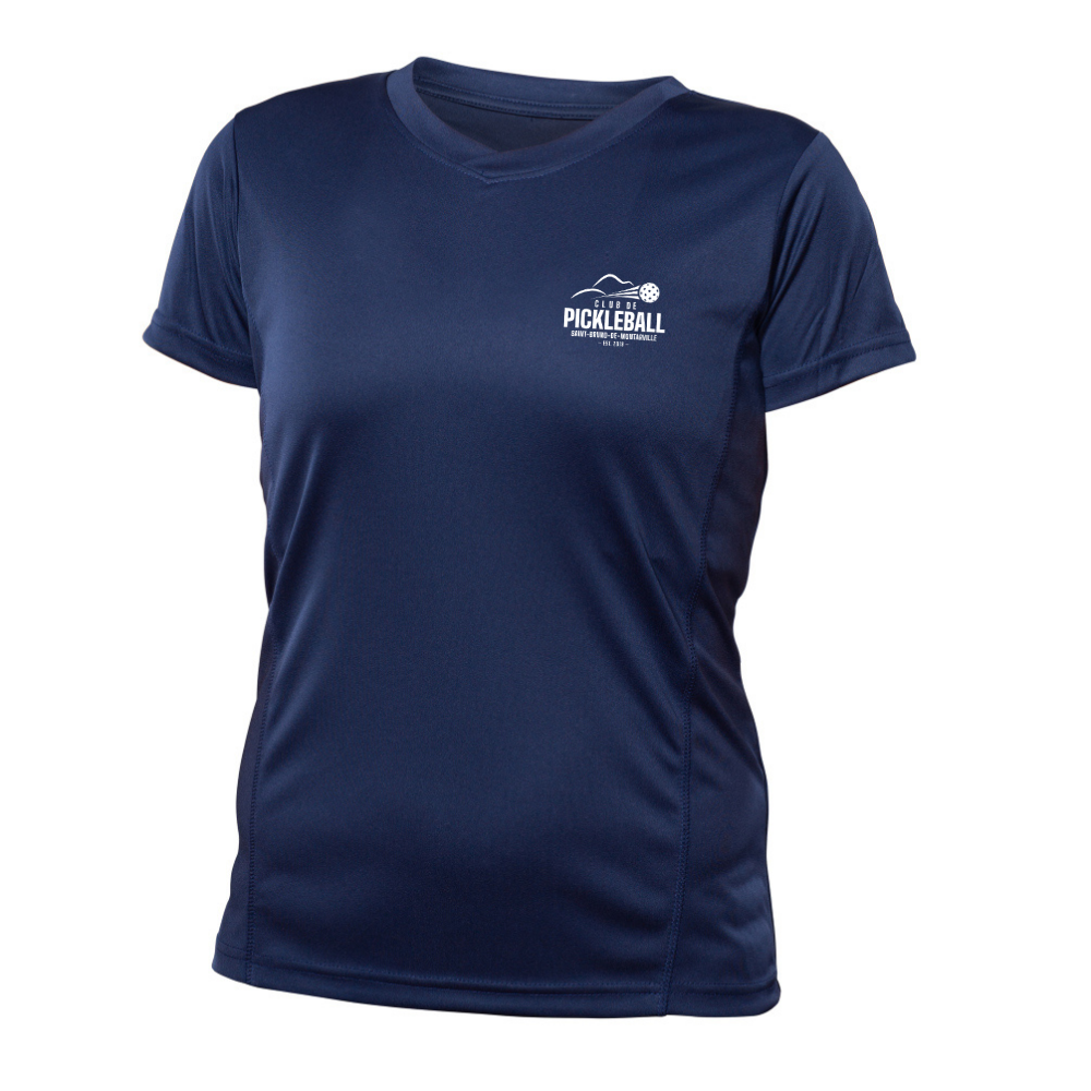 Short-sleeved technical sweater - Women - Navy
