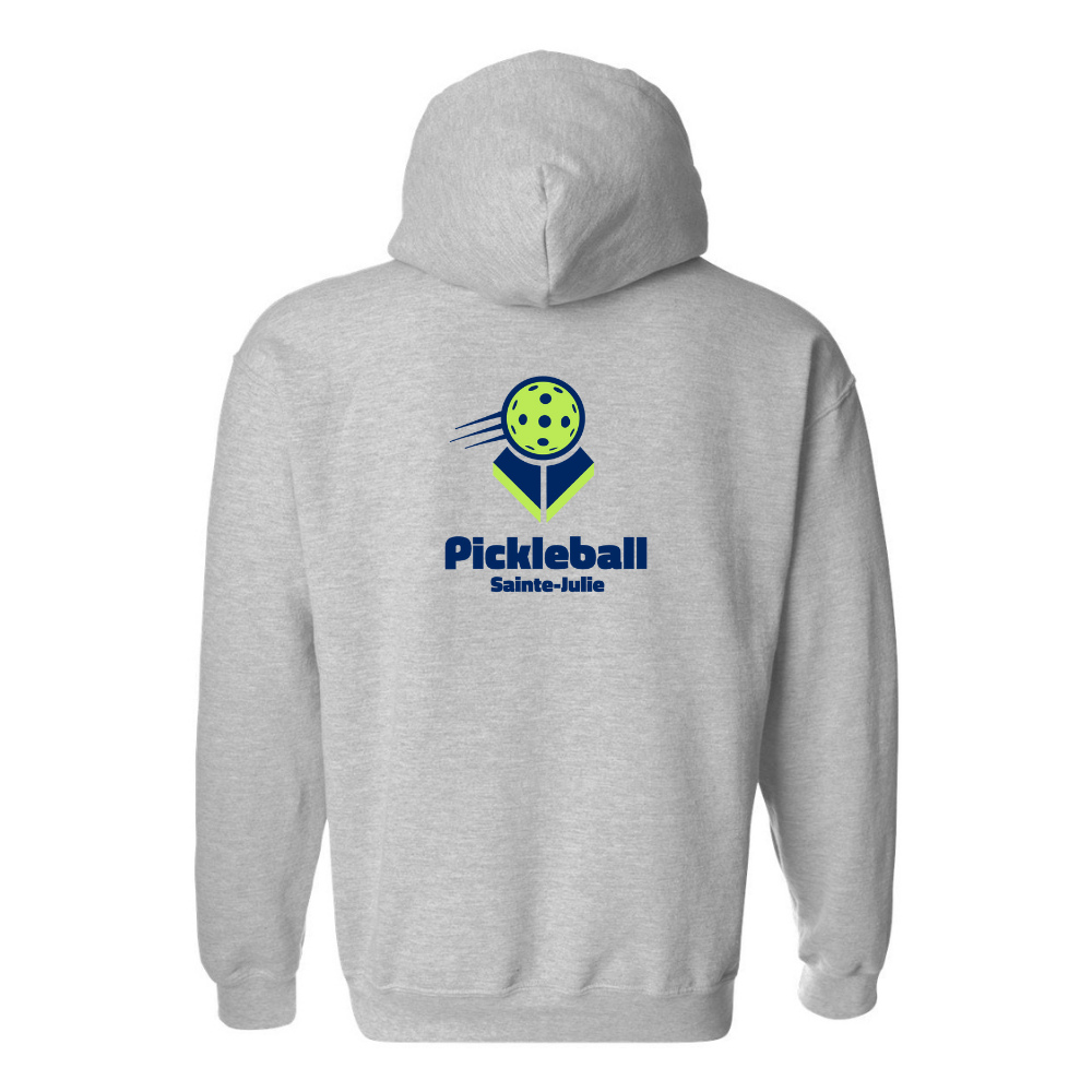 Pickleball Sainte-Julie - Chandail molleton à capuchon (Kangourou/Hoodie) - Adulte - Gris - Version LOGO