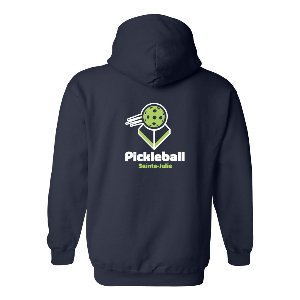 Pickleball Sainte-Julie - Chandail à capuchon, Type kangourou - Adulte - Marine - Version LOGO