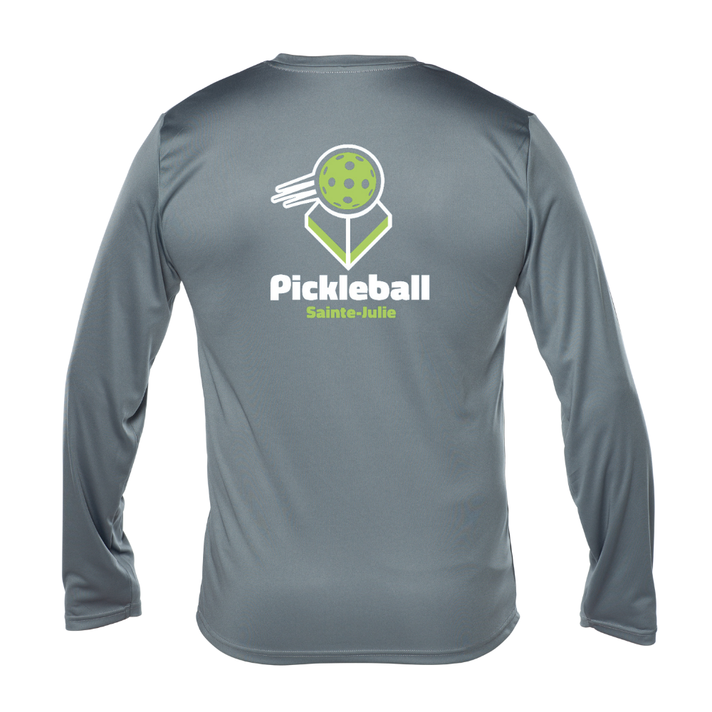 Pickleball Sainte-Julie - Chandail technique, à manches longues - Masculin - Gris foncé - Version LOGO