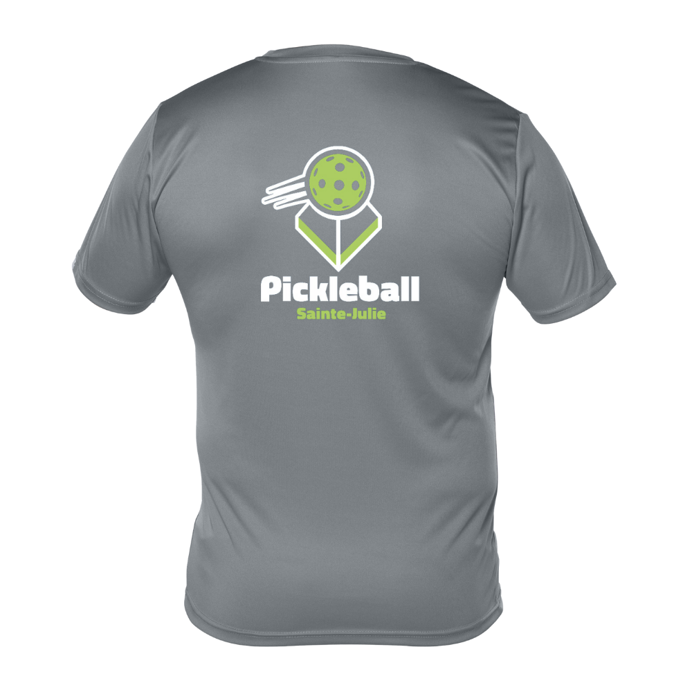 Pickleball Sainte-Julie - Chandail technique à manches courtes - Homme - Gris foncé - Version LOGO